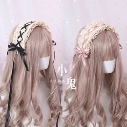 Parti Maskeleri Yumuşak Kız Sevimli Yay Dantel Trim Lolita Saç Bandı Vintage Japon Hizmetçi Cosplay Heavear Tatlı Prenses Saç Penisi Saç Aksesuarları