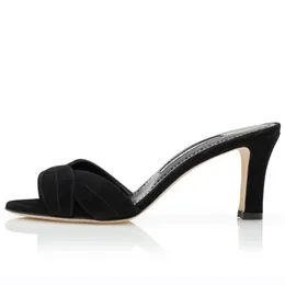 Moda Sandálias Bombas Trendy Siemu 70 mm Black Green Rosa Camurcedora Aberta do Toe Mules Itália Slim Lady Slingback Ponto Ponto Designer de Sandália Grada High Heels Caixa UE 35-43