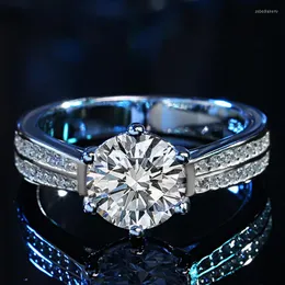 Wedding Rings Silver Ring For Women Micro-inlaid Simulation Luxurious Jewelry Marriage Six Claw High Drill Zircon Gift