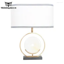 Bordslampor kinesisk klassisk lampa modernt tyg marmor dekoration lampor sovrum sängljus läsning lärande belysning