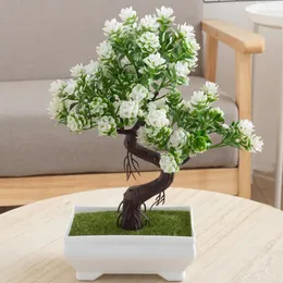 Декоративные цветы искусственное растение зеленое маленькое сосна кипарис -бонсай дерево дома гостиная пластиковая украшение садовая фальшивая декоративная