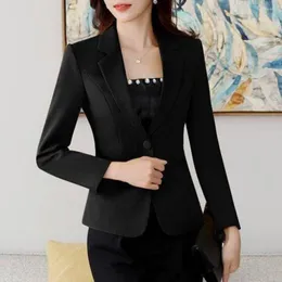 Giacche da donna Giacca da donna autunno Blazer coreano tinta unita con risvolto maniche lunghe cardigan con un bottone formale scollo a V cappotto da lavoro taglie forti