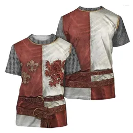 Camisetas masculinas Ogkb 3d Cavaleiro Templário T-shirt Impressão de vestuário harajuku verão 2023 Cosplay Material de poliéster Material de manga curta