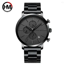 ساعة معصم 3 مؤشر الاتصال الهاتفي الساعات 5ATM Sports Waterproof Quartz Wristwatch مع مراقبة الحافة الصلب للرجال Relogio Maschulino