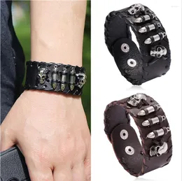 Armreif Punk Männer Breites Skelett Armband Designer Leder Weben Verstellbares Armband Mode Schnalle Vintage Schmuck