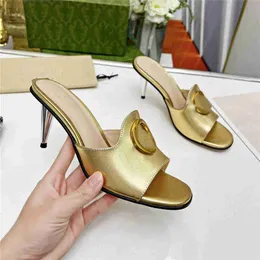 Fashion Sandals Luxury Design 2023 GGity Women Sexy High Heel Leather Letter Logo Wedding Party Casual Slippers 02-013