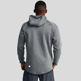 Män ny yoga blixtlås huva jacka avslappnad långärmad utomhus jogger outfit fitness sport dubbelsidig borstat tygmaterial outwear