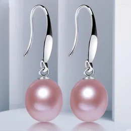 Dangle Earrings Natural Freshwater Pearl Earring Womens S925 Silver Ear Pendant Jewelry Water Drop Shape White Pink Purple Earhook