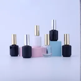 Storage Bottles 12pcs/lot 15ml Empty Black Nail Polish Bottle &Small Brush Art Container Glass Oil Garrafa