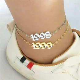 طالخ الطفران الصيفي للأزياء للسيدات 1988-2006 سنة الميلاد رقم Anklet Gold Lucky رقم