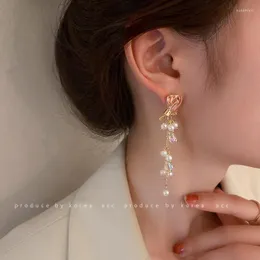 Baumeln Ohrringe Sommer Perle Blumen Bogen Fringe Hochzeit Party Anhänger Für Frauen Mädchen Geschenk Mode Koreanischen Schmuck