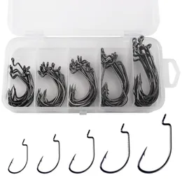 50pcs / 150pcshhooks rybny robak miękka przynęta łakę rybacką głowa z plastikową pudełkiem karp.