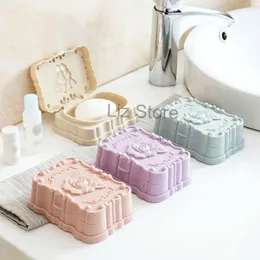 Plastic reiszeepdoos met rozendeksel waterdichte drainerende hand zeepboxen thuis badkamer flip deksels zeepgerechten draagbare dozen th0792
