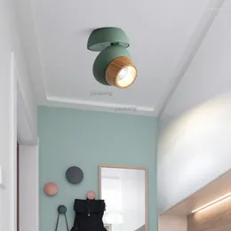 Tavan Işıkları Nordic Deco Oturma Odası Modern LED Yatak Odası Ahşap Aydınlatma Döner Işık Armatürleri Asma lambalar