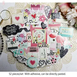 Opakowanie prezentów 52PCS Europa i amerykańskie naklejki papierowe Zestaw Die Cut For DIY Scrapbooking Junk Journal Zestatki naklejki Karta Making S079