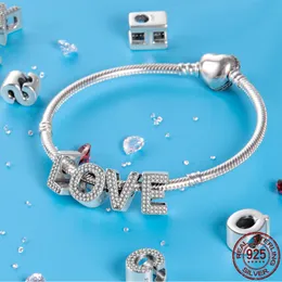 Pandora Original S925 Sterling Silver 26 Letters A-Z Series Pärl Charm är lämplig för armband DIY-modesmycken Tillbehör