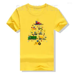 남성용 T 셔츠 공사 굴삭기 크리스마스 트리를위한 크리스마스 트리 유아용 유아 티셔츠 트럭 트럭 애호가 그래픽 티 Y2K 탑 Xmas 의상 선물 아들