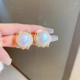 Stud Earrings KAITIN Lace Imitation Peal For Women Geometric Ball Piercing Ear Accessories Shiny Rhinestone Jewelry Wedding Gift