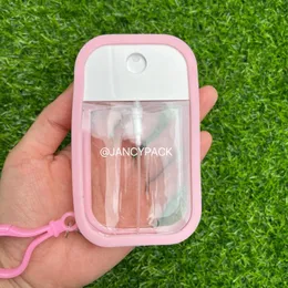 Lagerflaschen 50 ml rosa transparente Sprühflasche geteilte Abfüllung mit Desinfektionsmittel zufällige Handabdeckung Silikon-Desinfektionsfarbe