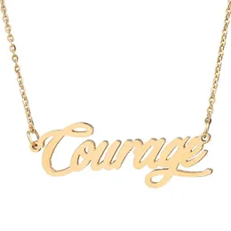 Copritore di coraggio Nome collana Personalizzati in acciaio inossidabile Donne 18k oro oro alfabeto Lettera a sospensione di gioielleria regalo girocolli