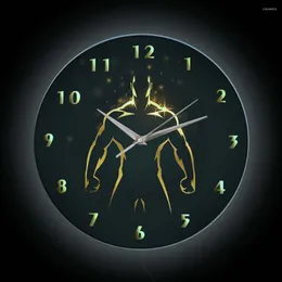 Wall Clocks Bodybuilding Training Time Night Light Clock With LED Backlight For Home GYM Fitness Center Lighting Neon Sign Watch