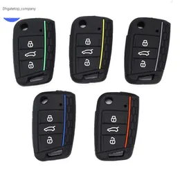 Xinyuexin bilnyckel Nytt omslagssilikonfodral för VW Golf 7 MK7 3 Knappar Flip Folding Remote Key FOB för säte för Skoda -biltillbehör