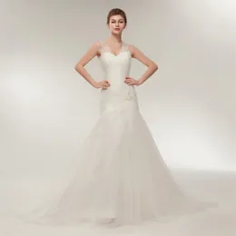 Nowe suknie ślubne Znakomita iluzja syrena słodka gaza siatki ślub Ens632