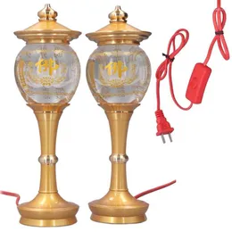Candle Holders 2PCS Worship Buddha Lamp Household Decorative Temple Buddhist Supplies CN Plug 250V