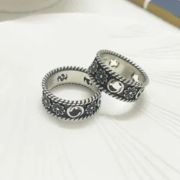 Coleção de moda 2023 Novas jóias de moda de alta qualidade de luxo para prata Daisy Flower Double Coupla Duas Antigo Ring Ring Valentine's Day Gift