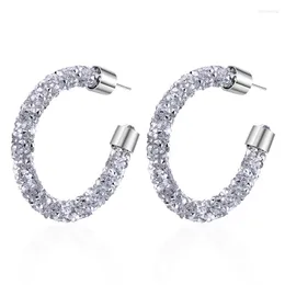 Hoop Earrings Shiny Rhinestone Big For Women Red/Blue/Black Crystal C Shape Large Round Circle Earring Exaggerated Jewelry Gifts