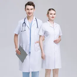 Eithexu andra kläder lab leveranser vit labrock doktor sjukhus forskare skola fancy klänning kostym för studenter vuxna