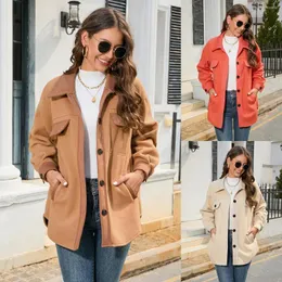 Chaquetas de mujer Abrigo de lana de invierno para mujer Estampado de cuadros femeninos Retro Cálido Chaqueta larga gruesa Abrigos de abrigo Estilo coreano Flocado Prendas de vestir Manteau