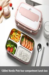 Box pranzo portatile in acciaio inossidabile Bento scatola con stoviglie da tavolo 34 Compartment Food Contegon Aound Lunchbox per l'ufficio scolastico C8302220