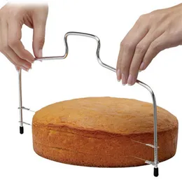 1pc 새로운 더블 라인 조절 가능한 베이킹 도구 DIY 금형 스테인리스 스틸 케이크 도구 케이크 빵 슬리커 커터 스트링 나이프 LB 123237N