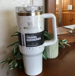 40oz stanley mokken met logo -handvat geïsoleerde tuimelaars deksels stro roestvrijstalen koffie termo's cup grote capaciteit water flessen