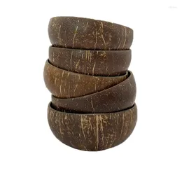 Miski naturalne miski kokosowe Zestaw ręcznie robionej zastawy stołowej dekoracyjna dekoracja drewniana łyżka deser sałatka owocowa ryż ramen