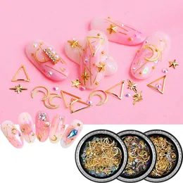 Nail Art Decorations Moon Star Mixed Metallic Sequins Charms 3D Slice Decoration Press On Tips Rhinestones Acrylic Manicure Tool