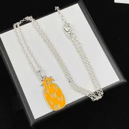 Factory wholesale 2023 New Luxury High Quality Fashion Jewelry for Double Brass Pineapple Drops Necklace Versatile Collar Chain