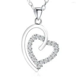 Chains IJS0003 Standard 925 Sterling Silver Hollow Heart Plated Pendant Necklace For Women High-End Gift Packaging