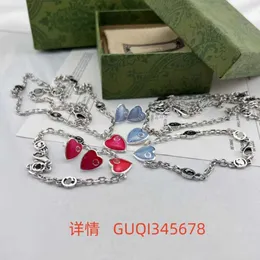 20% OFF 2023 New Luxury High Quality Fashion Jewelry for Double Red Blue Enamel Heart Necklace Love Bracelet Drop Glue Women Ear Studs Versatile Simple