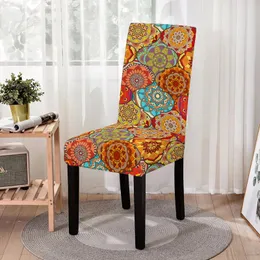 Chair Covers Vintage Mandala Print Cover Flower Chiar Slipcover Elastic Seat Kitchen Stools Protector Housse De Chaise Decor