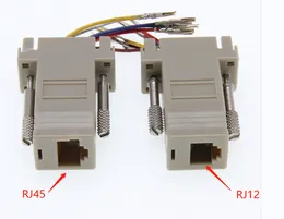 Varm försäljning god kvalitet grossist 1000pcs/lot db9 kvinnlig till RJ45/RJ12 kvinnlig f/f rs232 modulär adapterkontaktkonvertor extender