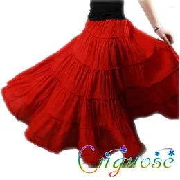 Skirts Summer Female Clothing Elegant Casual Stitching Gypsy BOHO Spain Dance Cotton Pleated Maxi Long Womens 2023