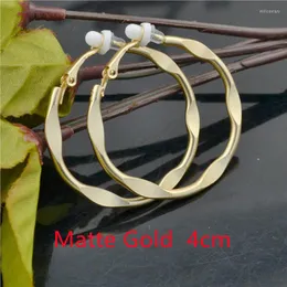 Ohrclips zum Anklipsen ohne Piercing, nicht durchbohrt, für Damen, großer Kreis, mattgolden, Großhandel, Modeschmuck, Creolen für Frauen