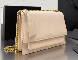 Luxuriöse Designer-Tasche, Sonnenuntergangstasche, klassische Damen-Umhängetasche in der neuesten Farbe, Einkaufstasche, Kettenhandtasche, Zahnstochermuster, echtes Leder, Damen-Umhängetaschen