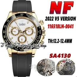 2022 NF V5 CF116518 Relógio masculino de 40 mm TH12.4 NF4130 Cronógrafo Automático Cerâmica preta Bolsa de discagem branca 904L Aço inoxidável Caixa de ouro Eternity relógios Eternity