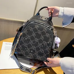 School Bags Fashion Real Leather Backpack For Women Shoulder Bag Luxury Designer Letter Print Large Capacity Mochila