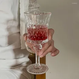 Vinglasögon Lätt lyxig mode präglad bägare vintage champagne cup hem rött glas vattenbutik kök leveranser