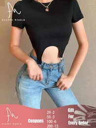 Frauen T-shirts 2023 Sommer Frauen Sexy O Neck Weiß Crop Top Kurzarm Casual Solide Mode Hemd Damen Mit Clip Weibliche Basic Tee