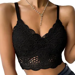 Bustiers & Corsets Women Lace Vest Crop Tops Sexy Ladies Sleeveless Bralette Bra Lingerie V-neck Unpadded Club Underwear Cropped Camisole Ta